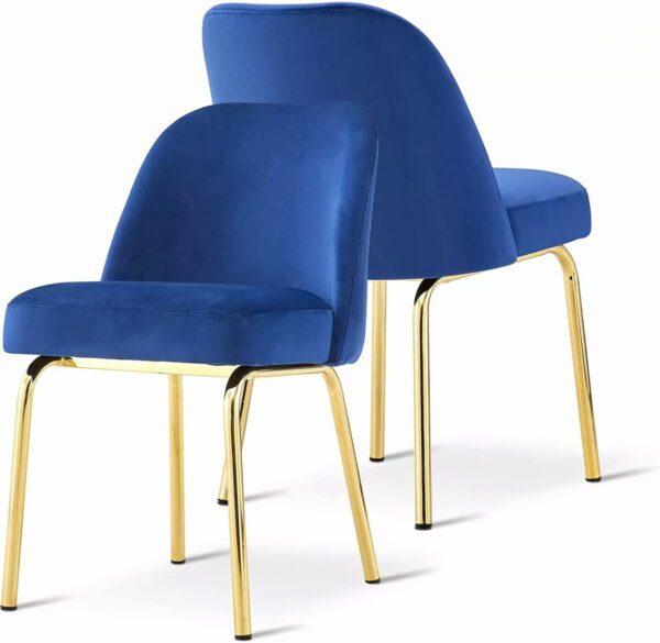 Intersect Home Dining Chairs - Velvet & Metal - Yellow or Navy Blue - Dining Room